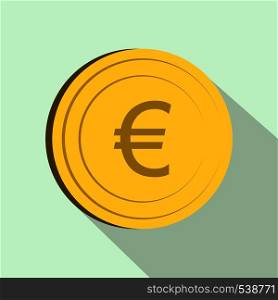 Euro icon in flat style on light blue background. Euro icon, flat style