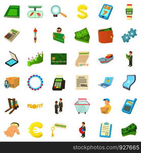 Euro icons set. Cartoon style of 36 euro vector icons for web isolated on white background. Euro icons set, cartoon style