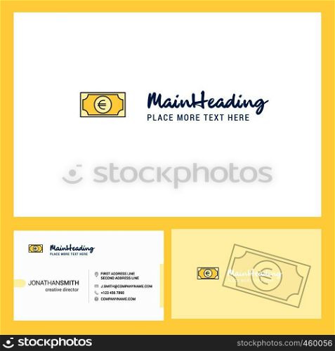 Euro Logo design with Tagline & Front and Back Busienss Card Template. Vector Creative Design