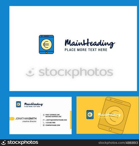 Euro Logo design with Tagline & Front and Back Busienss Card Template. Vector Creative Design