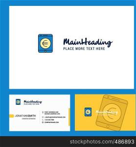 Euro Logo design with Tagline & Front and Back Busienss Card Template. Vector Creative Design