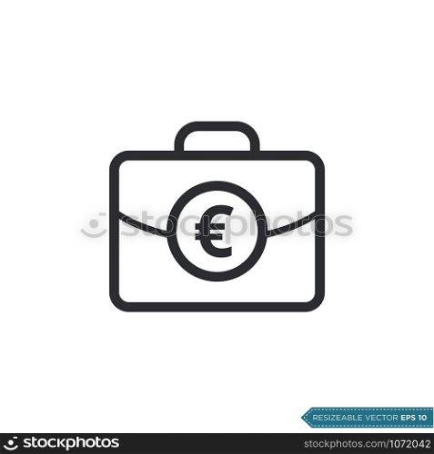 Euro Money Bag Icon Vector. Suitcase Money Sign Flat Design