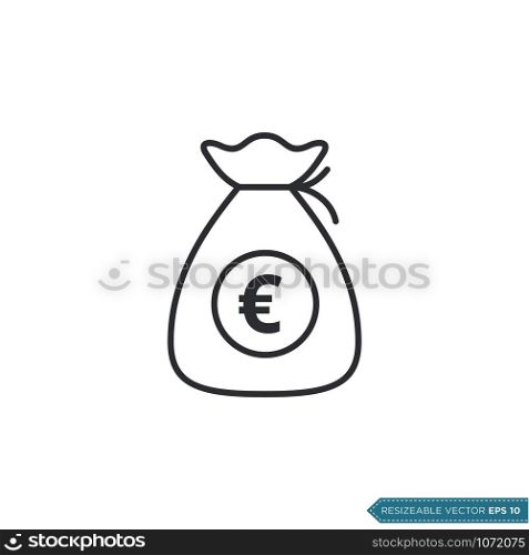 Euro Money Bag Icon Vector Template Flat Design