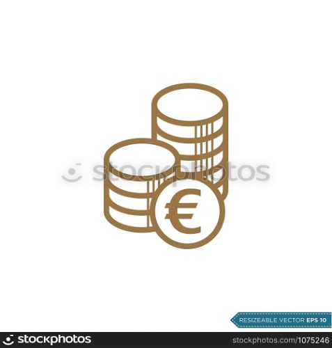 Euro Money Coin Icon Vector Template Flat Design