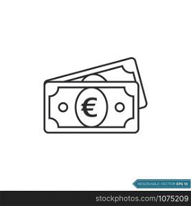 euro Money Icon Vector Template Flat Design