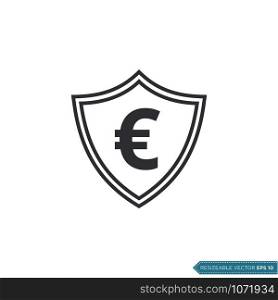 euro Money Sign Shield Icon Vector template Flat Design