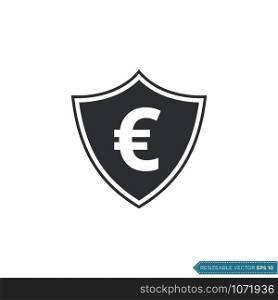 euro Money Sign Shield Icon Vector template Flat Design