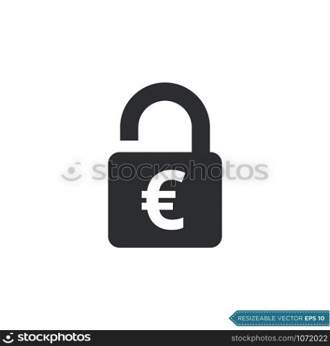 Euro Padlock Money Sign Icon Vector Template Flat Design