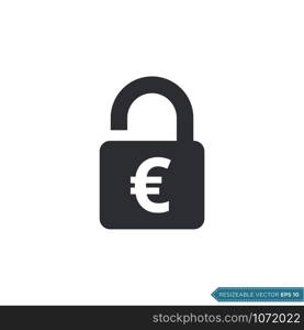 Euro Padlock Money Sign Icon Vector Template Flat Design