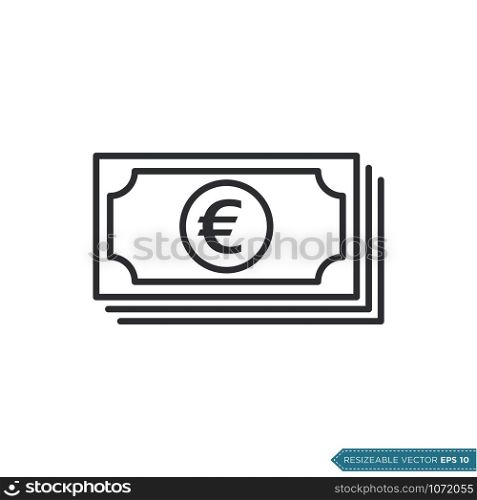 Euro Paper Money Icon Vector Template Flat Design
