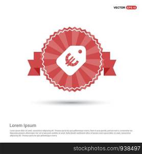 Euro Sale price tag icon - Red Ribbon banner