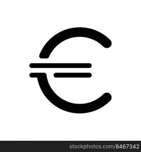 Euro sign black glyph ui icon. Foreign currency. Finance and banking. User interface design. Silhouette symbol on white space. Solid pictogram for web, mobile. Isolated vector illustration. Euro sign black glyph ui icon