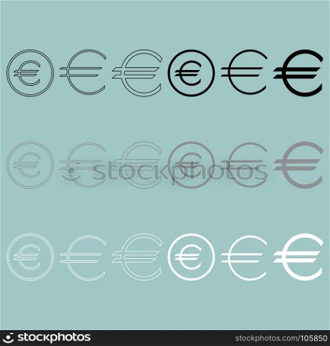 Euro sign simple and in round icon.. Euro sign simple and in round icon set.