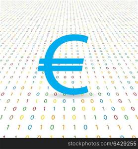 Euro symbol on a digital background. . Euro symbol on a digital background. Vector illustration .