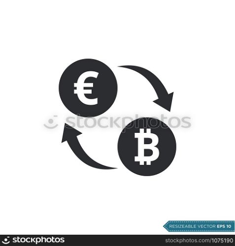 Euro to Bitcoin Exchange Currency Icon Vector Template