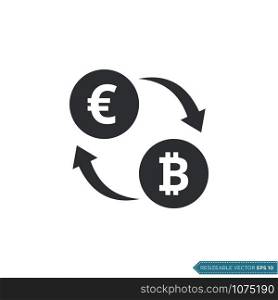 Euro to Bitcoin Exchange Currency Icon Vector Template
