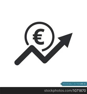 Euro Up Arrow Investment Icon Vector Template Flat Design