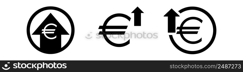 Euro up icon sign set