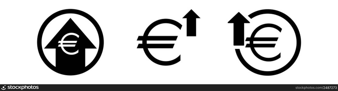Euro up icon sign set