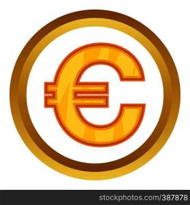 Euro vector icon in golden circle, cartoon style isolated on white background. Euro vector icon