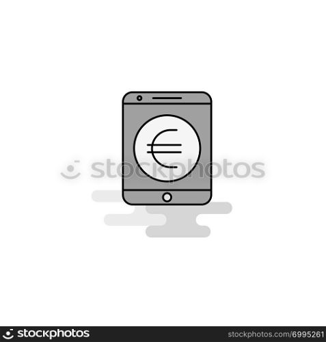 Euro Web Icon. Flat Line Filled Gray Icon Vector