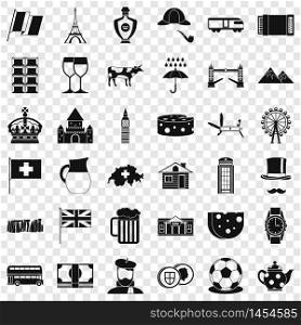 Europe country icons set. Simple style of 36 europe country vector icons for web for any design. Europe country icons set, simple style