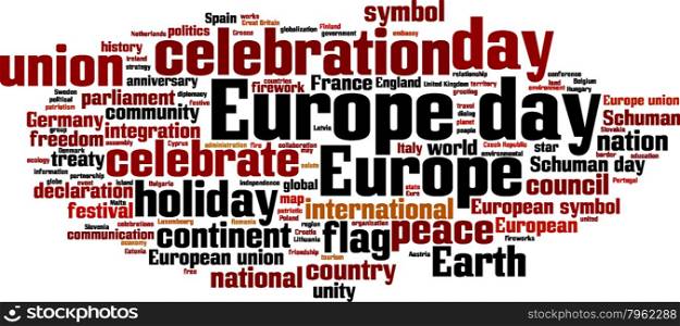 Europe day word cloud concept. Vector illustration