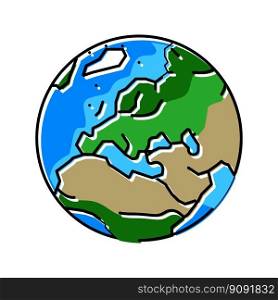 europe earth planet map color icon vector. europe earth planet map sign. isolated symbol illustration. europe earth planet map color icon vector illustration