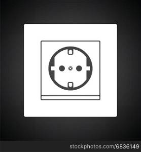 Europe electrical socket icon. Black background with white. Vector illustration.
