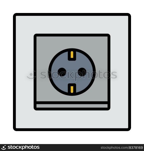 Europe Electrical Socket Icon. Editable Bold Outline With Color Fill Design. Vector Illustration.