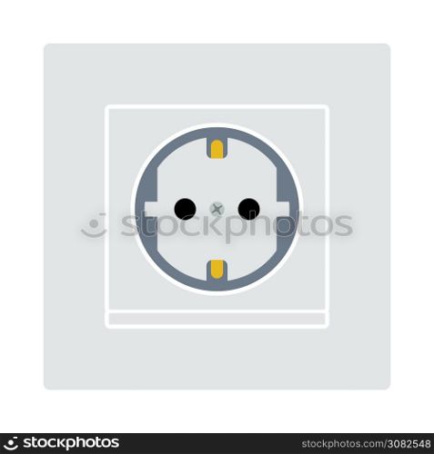 Europe Electrical Socket Icon. Flat Color Design. Vector Illustration.