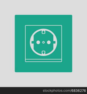 Europe electrical socket icon. Gray background with green. Vector illustration.