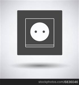 Europe electrical socket icon on gray background, round shadow. Vector illustration.