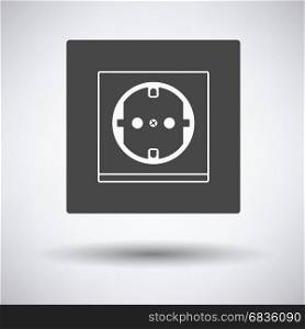 Europe electrical socket icon on gray background, round shadow. Vector illustration.