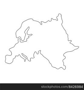 Europe line continent. Europe linear map. Vector isolated on white.. Europe line continent.