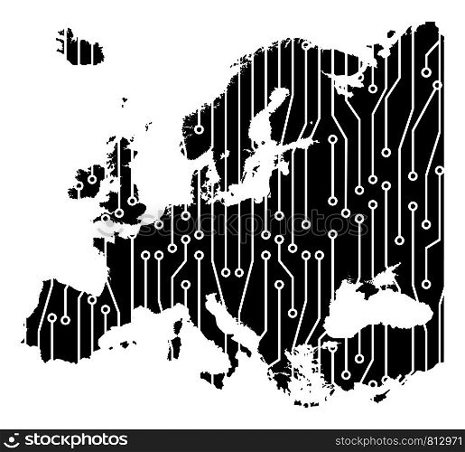 europe map circuit board concept background wallpaper.