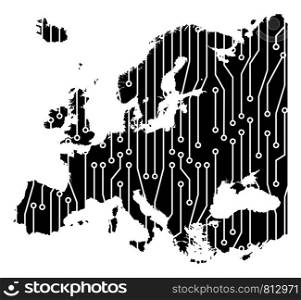europe map circuit board concept background wallpaper.