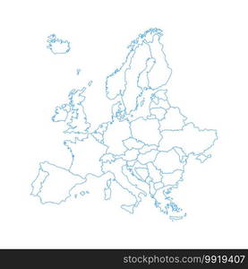 Europe map contour on a white background in flat style. Vector illustration