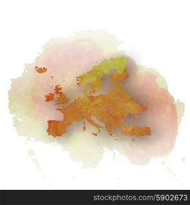 Europe map element, abstract hand drawn watercolor background, great composition for your design, vector illustration.