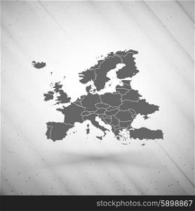 Europe map on gray background, grunge texture vector illustration.