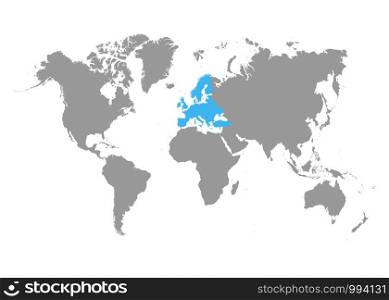 Europe map selected on world map. Vector. Europe map selected on world map