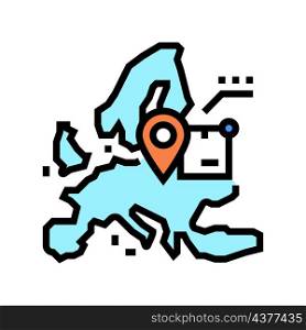 europe shipment tracking color icon vector. europe shipment tracking sign. isolated symbol illustration. europe shipment tracking color icon vector illustration