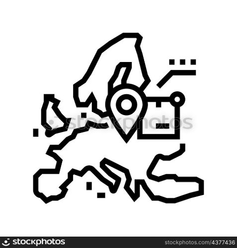 europe shipment tracking line icon vector. europe shipment tracking sign. isolated contour symbol black illustration. europe shipment tracking line icon vector illustration