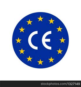 Europe sign with CE mark. Vector isolated illustration. Certificate vector icon. Vector icon quality guarantee. EPS 10
