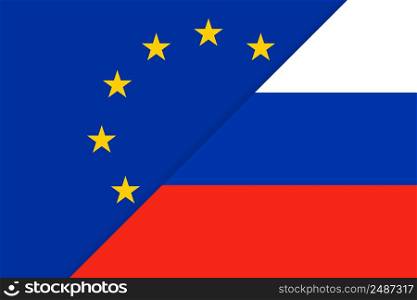 Europe Union vs Russia flags
