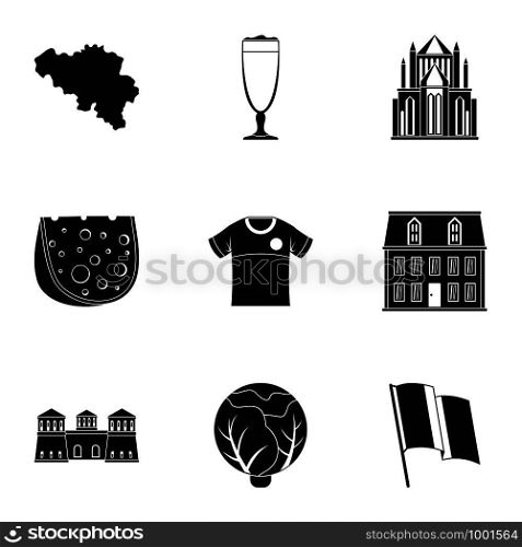 European cuisine icons set. Simple set of 9 european cuisine vector icons for web isolated on white background. European cuisine icons set, simple style