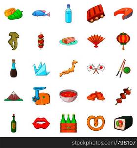 European food icons set. Cartoon set of 25 european food vector icons for web isolated on white background. European food icons set, cartoon style