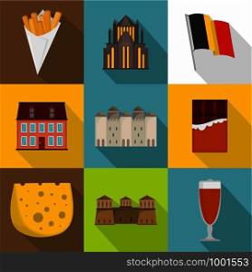 European food icons set. Flat set of 9 european food vector icons for web isolated on white background. European food icons set, flat style