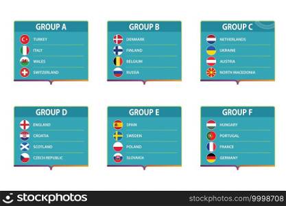 European football tournament group. 2020 Euro soccer ch&ionship flag. European football tournament group. Euro soccer ch&ionship for your design
