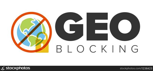 European Geo-blocking concept flyer illustration header banner template - white version. European Geoblocking concept flyer
